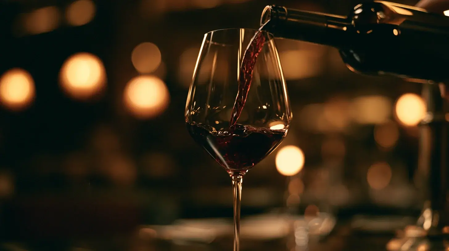 Vino rosso versato nel calice
